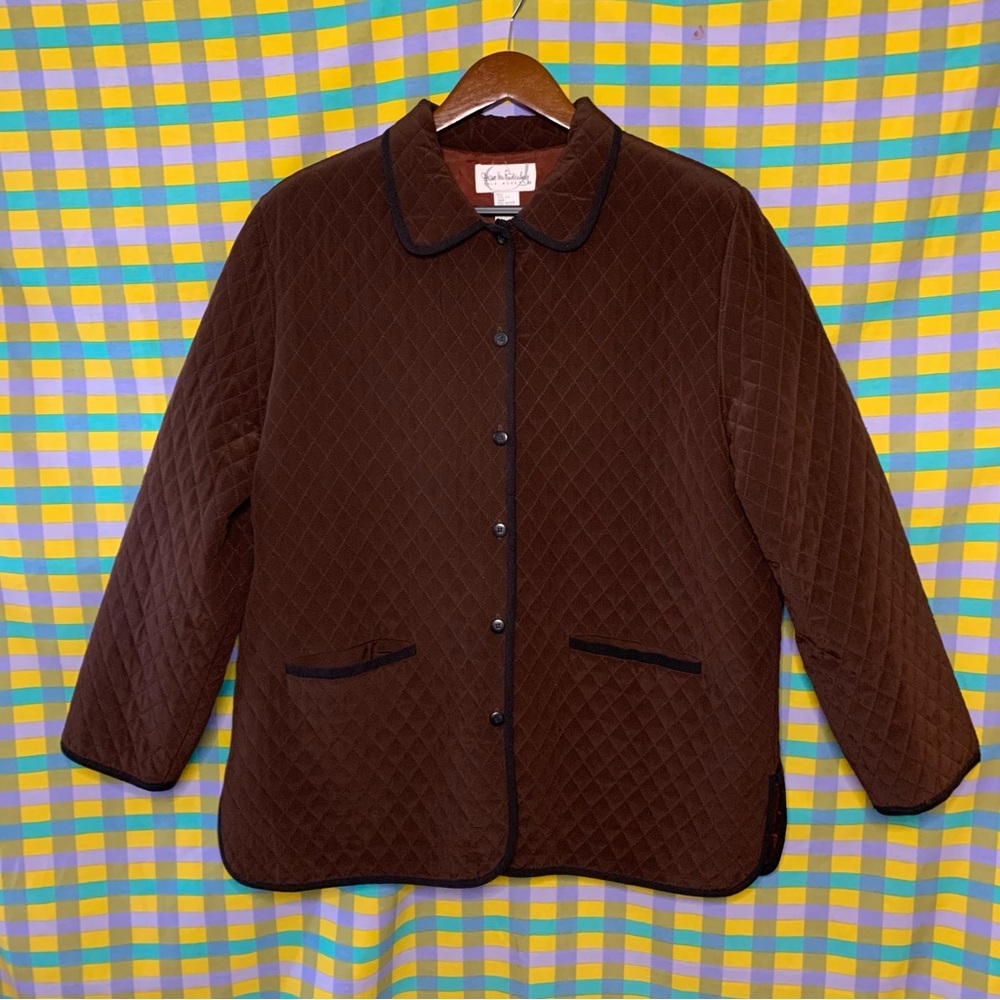 Vintage Diane Von Furstenburg Silk Assets quilted brown silk jacket